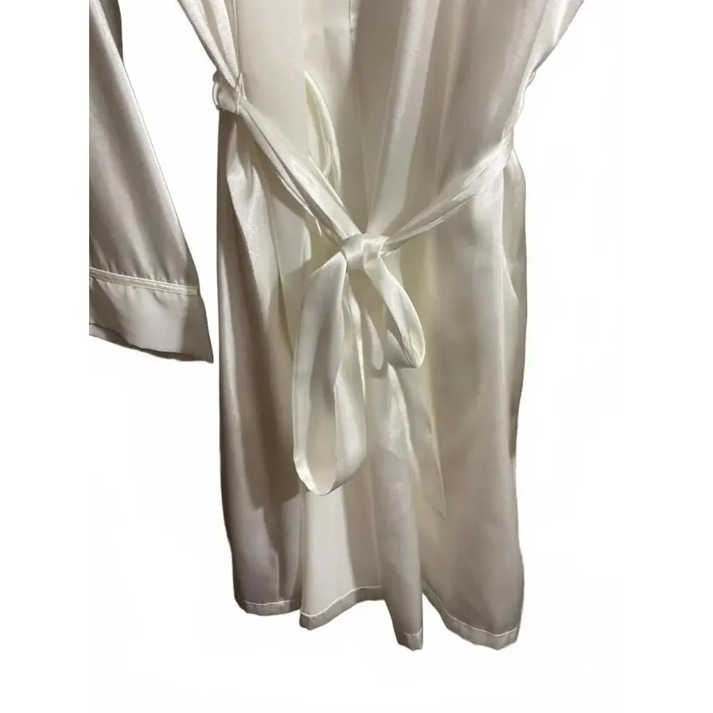 Linea Donatella Satin Robe and Nightie/ Embroidery/Sequins Wedding Bridal S/M - Picture 5 of 15